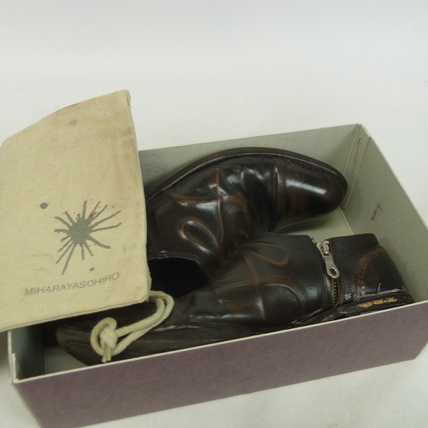 実際に弊社で買取させて頂いたMIHARA YASUHIRO/ミハラヤスヒロ 炙り出しサイドジップシューズ/26の画像 9枚目