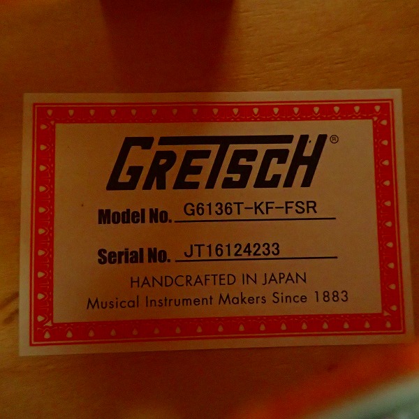 実際に弊社で買取させて頂いた★GRETSCH/グレッチ 横山健モデル エレキギター G6136T-KF FSR KENNY FALCON 鑑定証付きの画像 6枚目