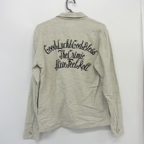 実際に弊社で買取させて頂いたCRIMIE/クライミー オープンカラー 刺繍 長袖シャツ ライトグレー Sの画像 1枚目