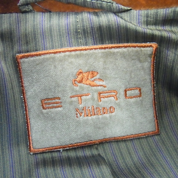 実際に弊社で買取させて頂いたETRO/エトロ ストライプデザイン ウールコート部分レザー/46の画像 2枚目