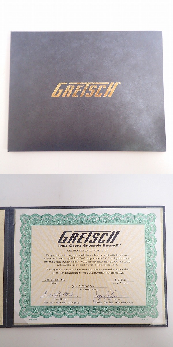 実際に弊社で買取させて頂いた★GRETSCH/グレッチ 横山健モデル エレキギター G6136T-KF FSR KENNY FALCON 鑑定証付きの画像 8枚目