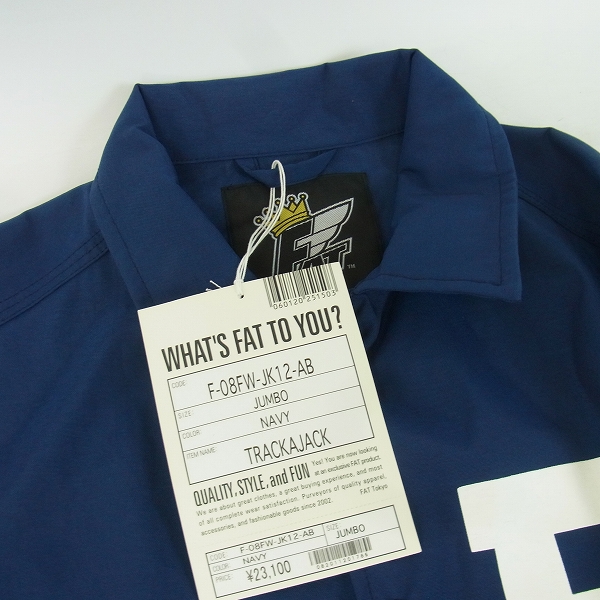 実際に弊社で買取させて頂いたFAT/エフエーティー トラックジャケット ネイビー JUMBO の画像 6枚目