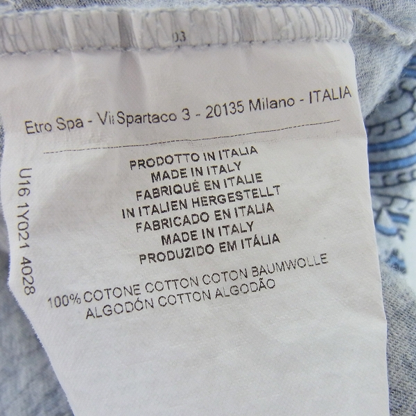 実際に弊社で買取させて頂いたETRO/エトロ 総柄 プリント Vネック 半袖 カットソー/Mの画像 3枚目