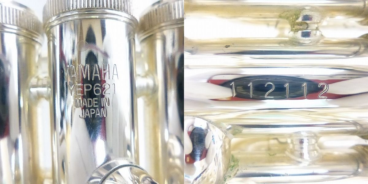 実際に弊社で買取させて頂いた★【音出し確認済み】YAMAHA/ヤマハ YEP621/YEP-621 ユーフォニアム 銀メッキ仕上げ YAMAHA 51 マウスピース付きの画像 1枚目