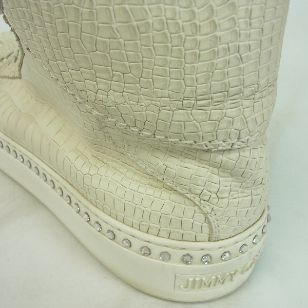 実際に弊社で買取させて頂いたJIMMY CHOO/ジミーチュウ ARGYLE-CRX-WHITESTEEL クロコ型押し/クリスタル ハイカットスニーカー/42の画像 7枚目