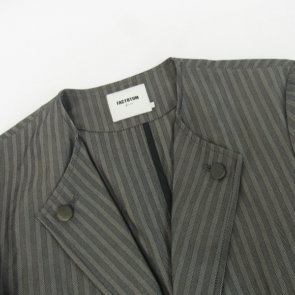 実際に弊社で買取させて頂いたFACTOTUM/ファクトタム ストライプ 1Bノーカラージャケット/46の画像 5枚目