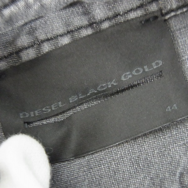 実際に弊社で買取させて頂いたDIESEL BLACK GOLD/ディーゼル 特殊加工 ウエスタンシャツ グレー/44の画像 2枚目