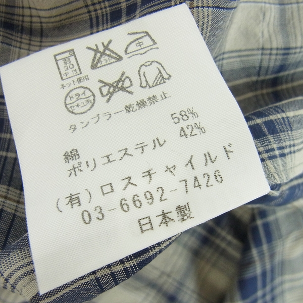 実際に弊社で買取させて頂いたFACTOTUM/ファクトタム チェック 半袖コットンシャツ/46の画像 4枚目