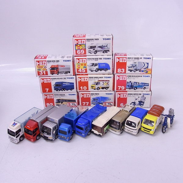 実際に弊社で買取させて頂いたトミカ トヨタ ダイナ 清掃車/日産 ディーゼル クオン/三菱ふそう ワンマンバス/日野 プロフィア等 10点セット