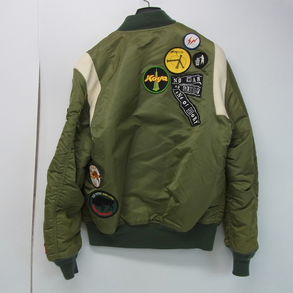 実際に弊社で買取させて頂いたSTUSSY×ALPHA×fragment design MA-1 フライトジャケット カーキ/Mの画像 1枚目