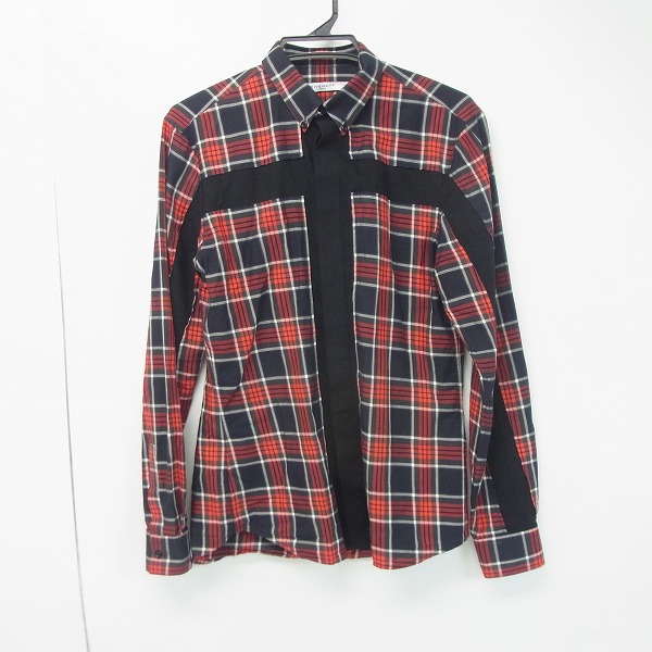 実際に弊社で買取させて頂いたGIVENCHY/ジバンシー クロスパネルチェックコットン長袖シャツ/38