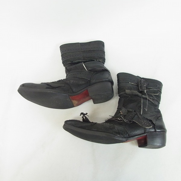 実際に弊社で買取させて頂いたHIROMU TAKAHARA/ヒロムタカハラ ダメージ加工/スタッズ ショートブーツ ブラック/41の画像 3枚目