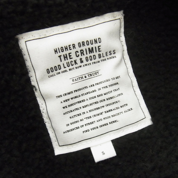 実際に弊社で買取させて頂いたCRIMIE/クライミー 裏ボア ジャケット ブラック Sの画像 2枚目