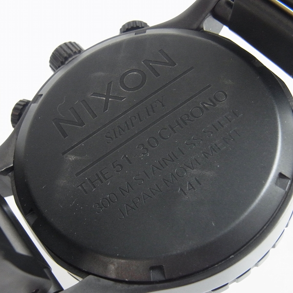 実際に弊社で買取させて頂いたNIXON/ニクソン THE 51-30 CHRONO ALL BLACK クロノグラフ/ステンレススチールの画像 5枚目