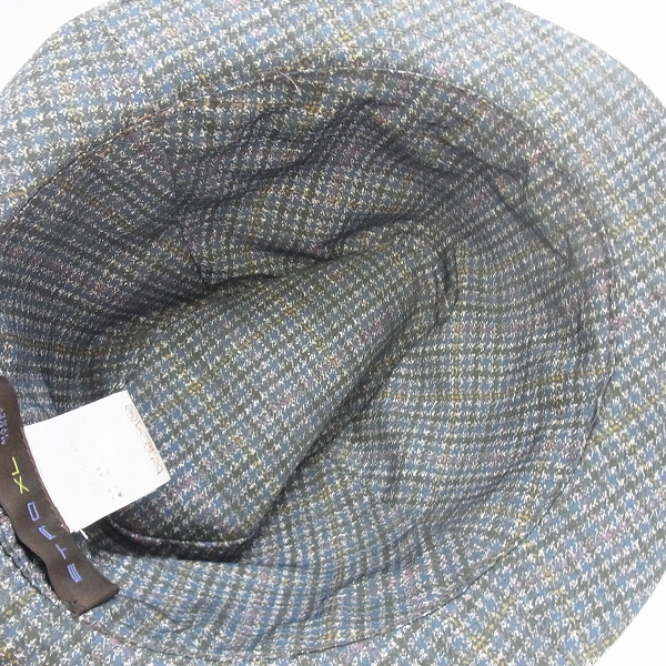 実際に弊社で買取させて頂いたETRO/エトロ 裏地チェック柄 ピッグレザーハット/XLの画像 4枚目