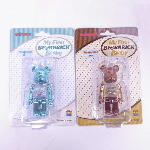 実際に弊社で買取させて頂いたメディコムトイ PLUS ベアブリック MY FIRST BE@RBRICK B@BY Steampunk Ver./Turquoise Ver. 100%/400% 4点セットの画像 1枚目