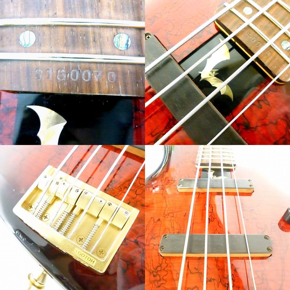 実際に弊社で買取させて頂いた★Sugi/スギ・ギターズ Nigt Breeze ナイトブリーズ NB4C SPL/A-MAHO DRB ダークレッドバースト エレキベースの画像 4枚目