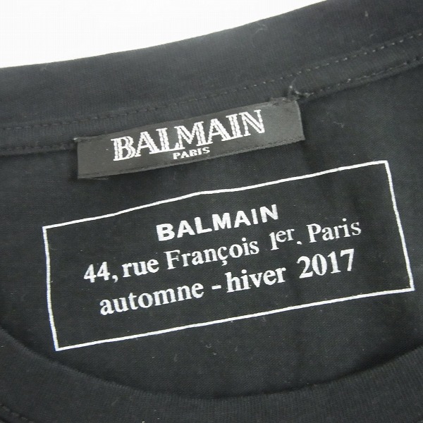 実際に弊社で買取させて頂いたBALMAIN/バルマン 17AW ブランド ロゴプリントTシャツ ブラック XSの画像 2枚目