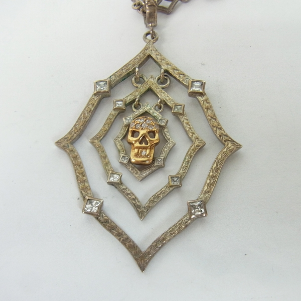 実際に弊社で買取させて頂いた【証明書】Loree Rodkin/ローリーロドキン スカルモチーフペンダント/ネックレスチェーン K18×SV925 2点セットの画像 1枚目