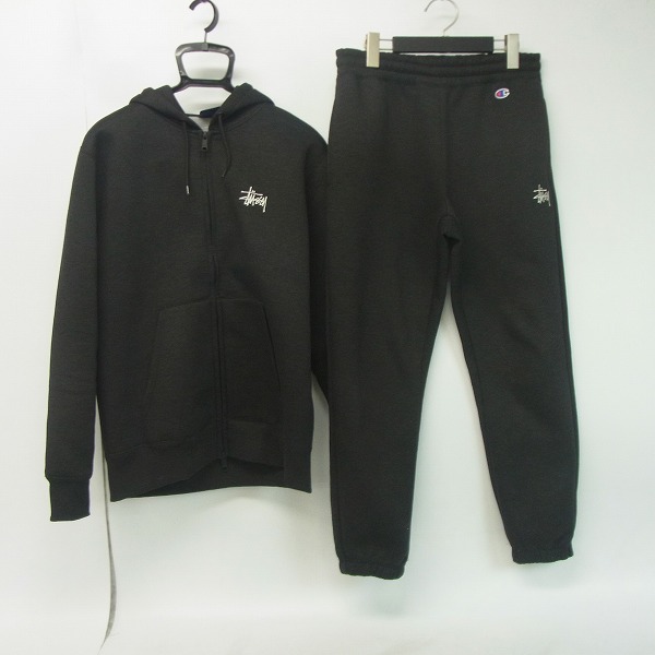 stussy ×チャンピオンセットアップブラック stussy ×チャンピオンセットアップブラック