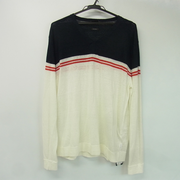 実際に弊社で買取させて頂いた【未使用】ARMANI EXCHANGE/アルマーニエクスチェンジ LINEN SIMPLE STRIPE V-NECK SWEATER 3YZM1N-ZMG1Z/XL