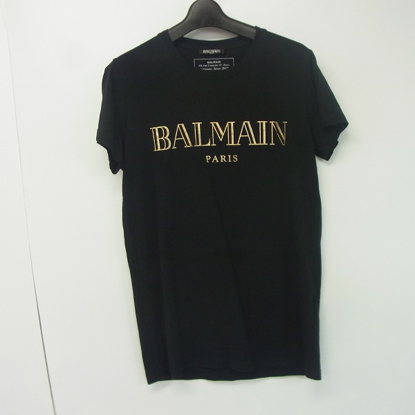 実際に弊社で買取させて頂いたBALMAIN/バルマン 17AW ブランド ロゴプリントTシャツ ブラック XS