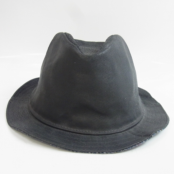 実際に弊社で買取させて頂いたETRO/エトロ 裏地チェック柄 ピッグレザーハット/XLの画像 1枚目