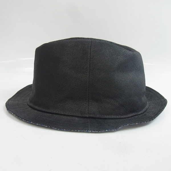 実際に弊社で買取させて頂いたETRO/エトロ 裏地チェック柄 ピッグレザーハット/XLの画像 2枚目