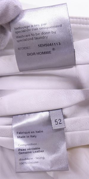 実際に弊社で買取させて頂いたDIOR HOMME/ディオールオム リブ付レザースタジャン/ジャケット/52の画像 6枚目