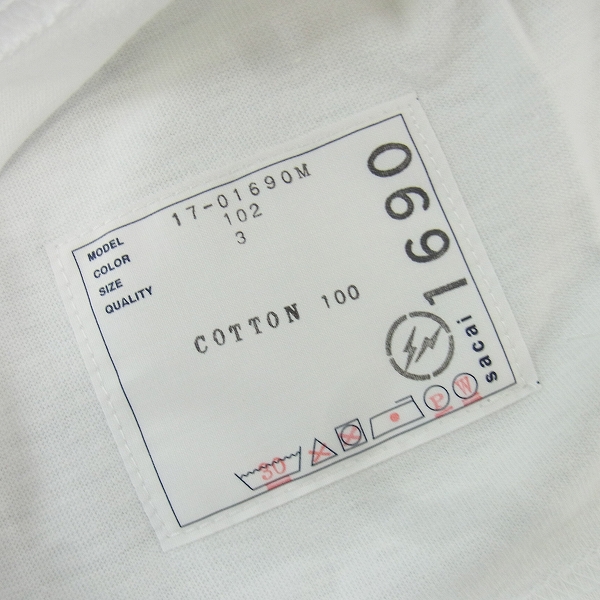 実際に弊社で買取させて頂いた【未使用】sacai x fragment design/サカイ×フラグメントデザイン Ｔシャツ/tee/17-01690M/3の画像 3枚目