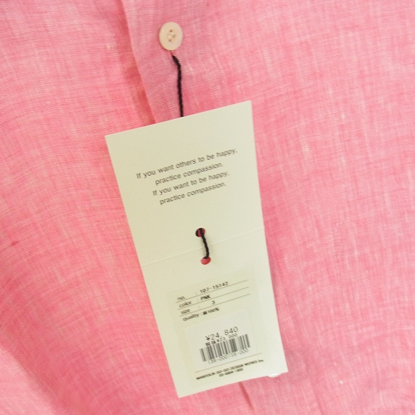 実際に弊社で買取させて頂いた【未使用】drestripドレストリップ 半袖リネンシャツ ピンク 3の画像 8枚目