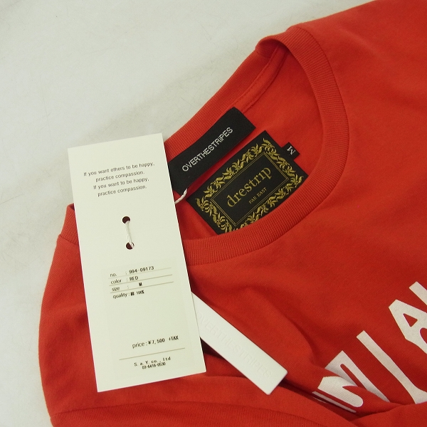 実際に弊社で買取させて頂いた【未使用】drestrip/ドレストリップ × オーバーザストライプス プリントTシャツ レッド Mの画像 7枚目