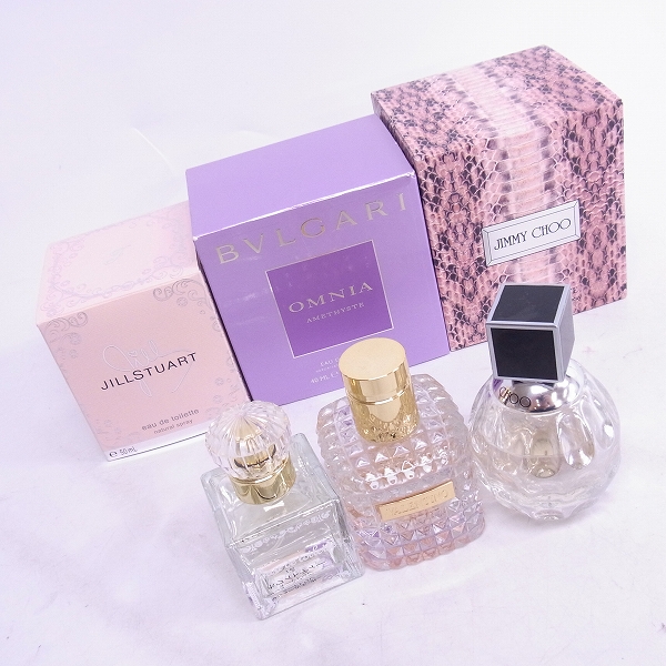 実際に弊社で買取させて頂いたJIMMY CHOO/BVLGARI/VALENTINO等 オードトワレ/パルファム 香水 6点セット