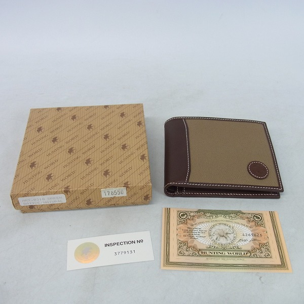 実際に弊社で買取させて頂いたHUNTING WORLD/ハンティングワールド キャンバス×レザー 二つ折り財布の画像 6枚目