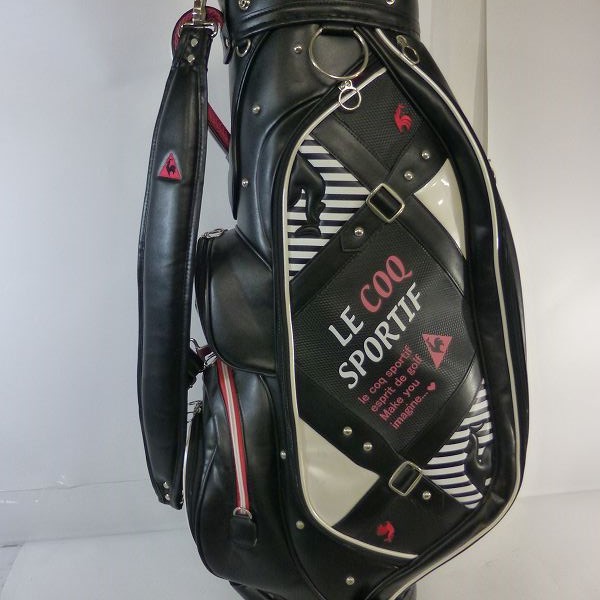 実際に弊社で買取させて頂いたLe coq sportif/ルコック レディースキャディバッグ QQL1066 8.5型(46インチ対応) ブラック/ピンクの画像 6枚目