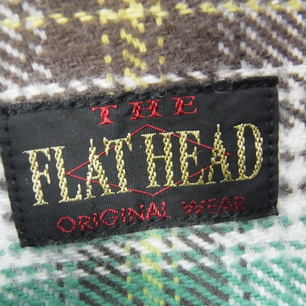 実際に弊社で買取させて頂いたFLAT HEAD/フラットヘッド チェック ネルシャツ グリーン×イエロー 38の画像 2枚目