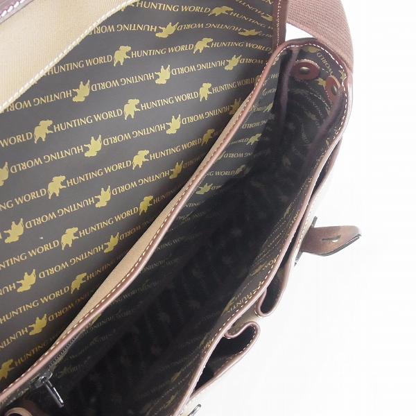 実際に弊社で買取させて頂いたHUNTING WORLD/ハンティングワールド キャンバス×レザー ショルダーバッグの画像 4枚目