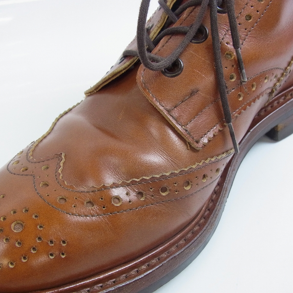 実際に弊社で買取させて頂いたTrickers/トリッカーズ ウィングチップ カントリーブーツ レザー ブラウン M2508/7.5の画像 7枚目