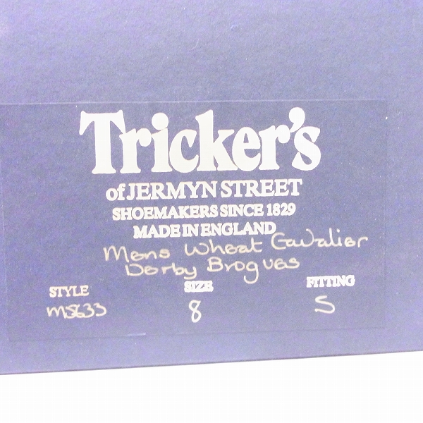 実際に弊社で買取させて頂いたTRICKERS/トリッカーズ バートン ウィングチップ レザーシューズ M5633/8の画像 9枚目