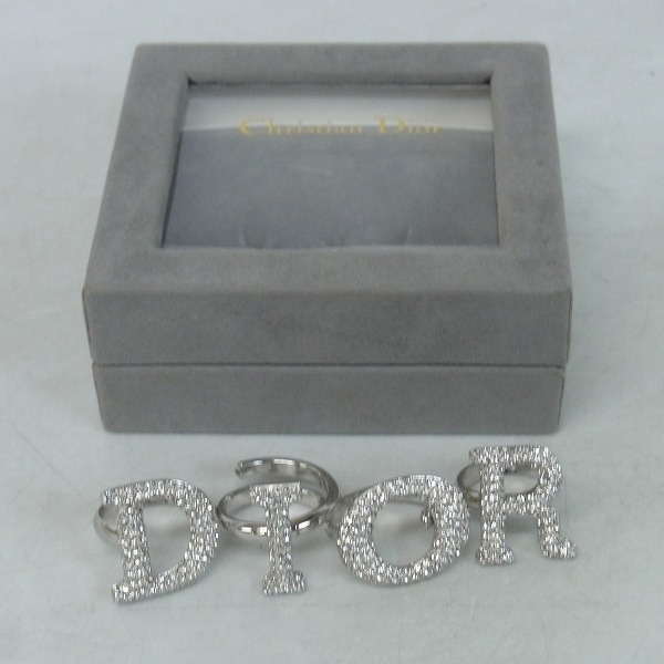 実際に弊社で買取させて頂いたChristian Dior/クリスチャン・ディオール ラインストーン 4連ロゴリング/指輪の画像 8枚目