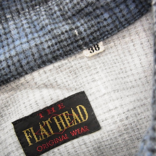 実際に弊社で買取させて頂いたFLAT HEAD/フラットヘッド コットン チェックネルシャツ ブルー 38の画像 2枚目