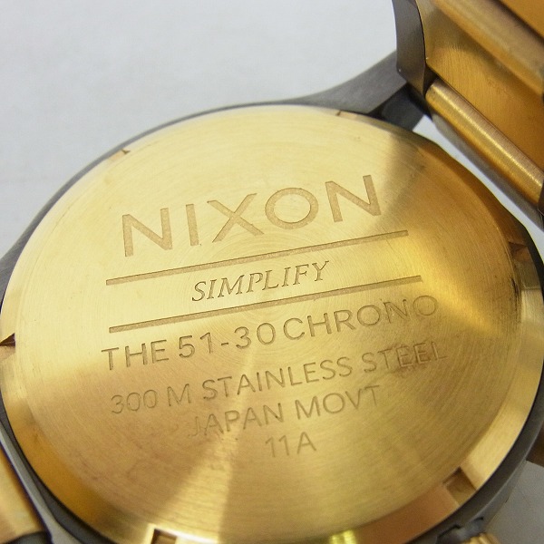 実際に弊社で買取させて頂いたNIXON/ニクソン THE 51-30 CHRONO GUNMETAL/GOLDゴールド/ガンメタル A083-595の画像 3枚目