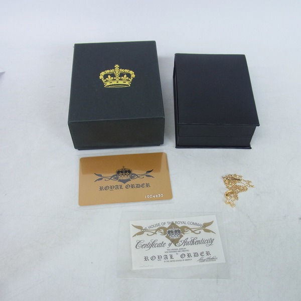 実際に弊社で買取させて頂いた【ギャラ付】ROYALORDER/ロイヤルオーダー 18K ダイヤモンドクロス K10YGチェーン付 総重量4.1gの画像 9枚目