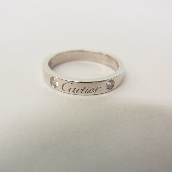 実際に弊社で買取させて頂いたCartier/カルティエ PT950/ダイヤモンド2石 エングレーブドリング #49 総重量 4.6ｇ/9号の画像 1枚目