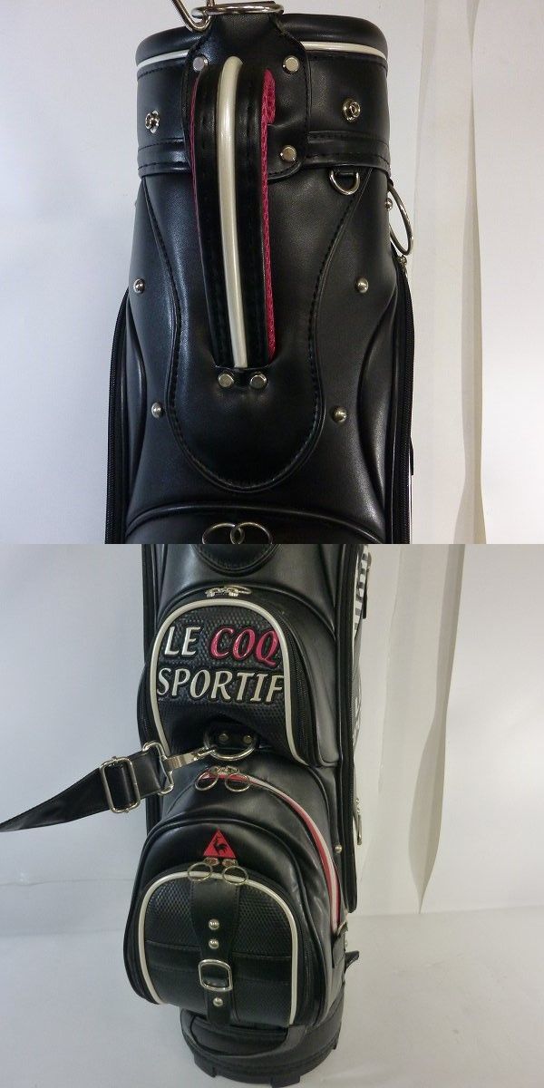 実際に弊社で買取させて頂いたLe coq sportif/ルコック レディースキャディバッグ QQL1066 8.5型(46インチ対応) ブラック/ピンクの画像 5枚目