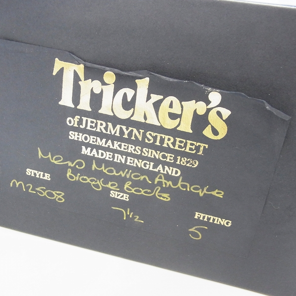 実際に弊社で買取させて頂いたTrickers/トリッカーズ ウィングチップ カントリーブーツ レザー ブラウン M2508/7.5の画像 9枚目