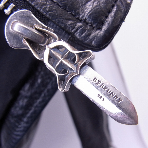 実際に弊社で買取させて頂いたEYEFUNNY/アイファニー USED加工 シルバー925 ジップ/裏地シルク 襟クロコ ホースレザー ジャケット/Sの画像 6枚目