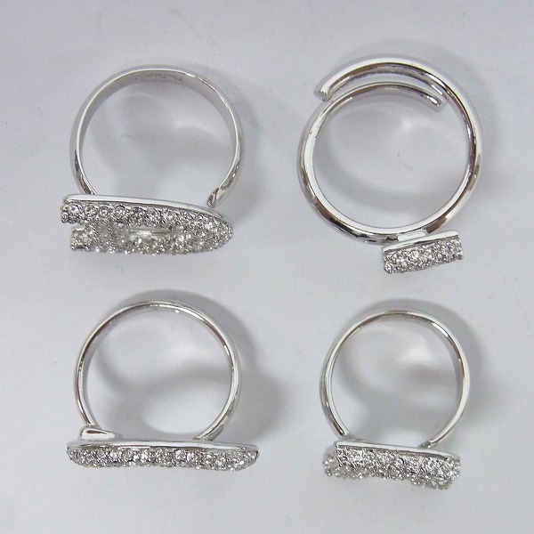 実際に弊社で買取させて頂いたChristian Dior/クリスチャン・ディオール ラインストーン 4連ロゴリング/指輪の画像 3枚目