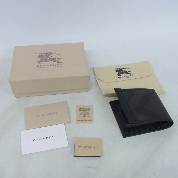実際に弊社で買取させて頂いたBurberry PRORSUM/バーバリープローサム ノバチェック レザー 二つ折り財布の画像 5枚目