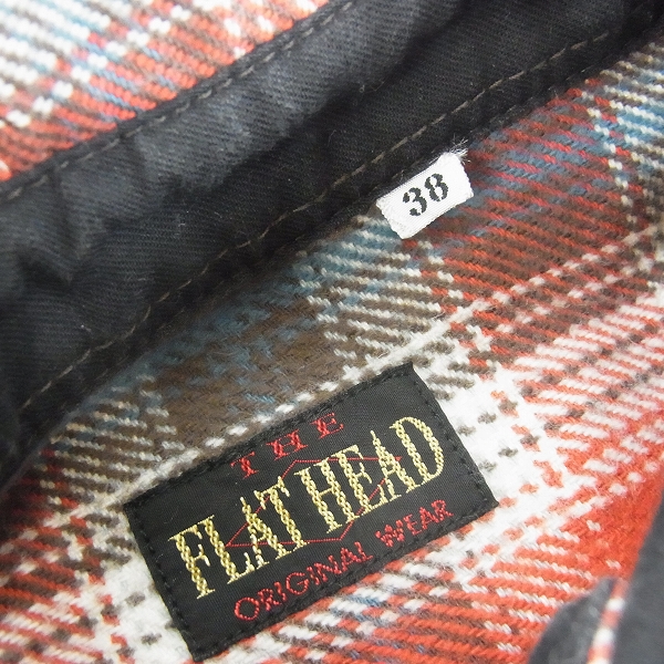 実際に弊社で買取させて頂いたFLAT HEAD/フラットヘッド コットン チェックネルシャツ レッド 38の画像 2枚目